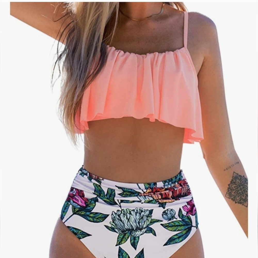 Cupshe High Waisted Ruffle Swimsuit